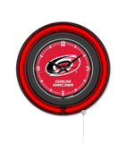 Carolina Hurricanes Black Case Neon Clock