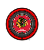 Chicago Blackhawks Black Case Neon Clock