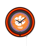 Clemson Black Case Neon Clock