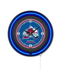 Colorado Avalanche Black Case Neon Clock