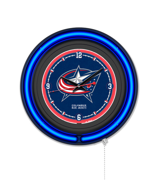 Columbus Blue Jackets Black Case Neon Clock