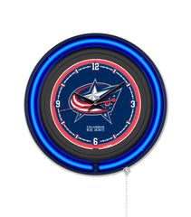 Columbus Blue Jackets Black Case Neon Clock