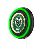 Colorado State University Black Case Neon Clock