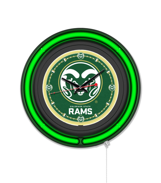 Colorado State University Black Case Neon Clock