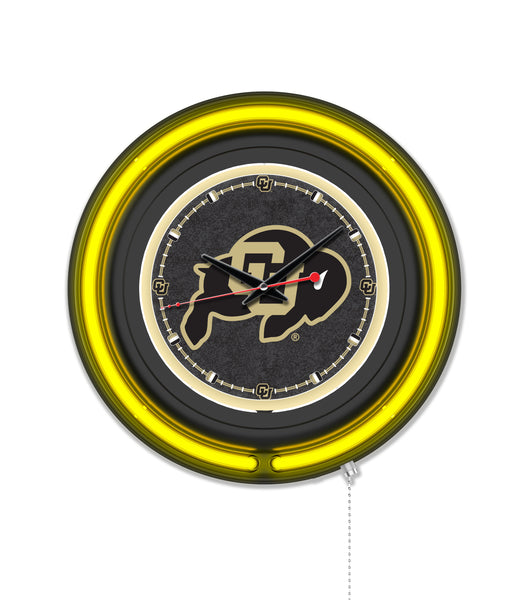 University of Colorado Black Case Neon Clock