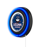 University of Connecticut Black Case Neon Clock