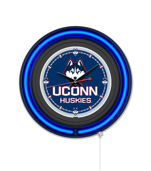 University of Connecticut Black Case Neon Clock