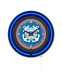 United States Coast Guard Black Case Neon Clock