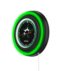 Dallas Stars Black Case Neon Clock