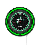 Dallas Stars Black Case Neon Clock