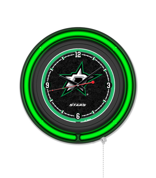 Dallas Stars Black Case Neon Clock