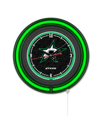 Dallas Stars Black Case Neon Clock