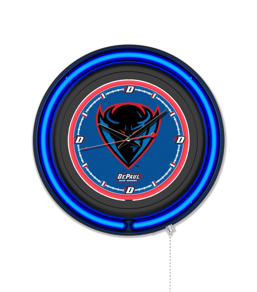 DePaul University Black Case Neon Clock