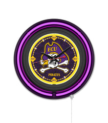 East Carolina University Black Case Neon Clock