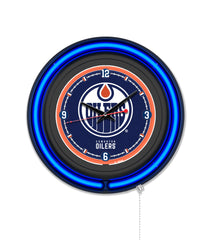 Edmonton Oilers Black Case Neon Clock