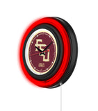 Florida State (Script) Black Case Neon Clock