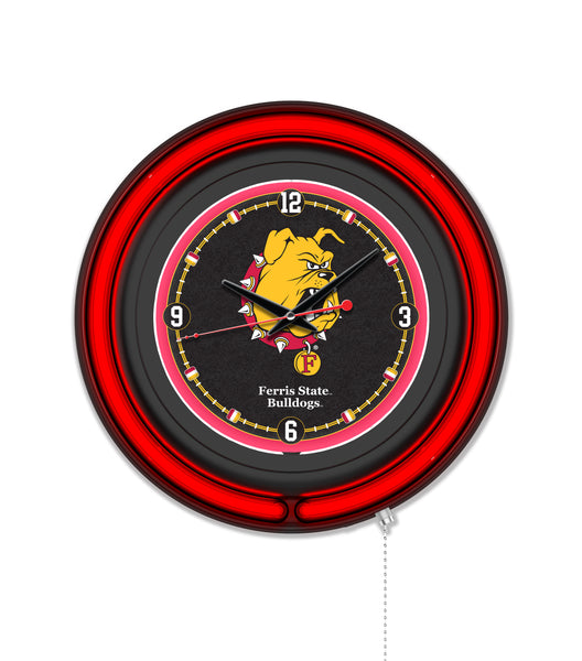 Ferris State University Black Case Neon Clock