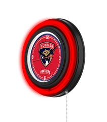 Florida Panthers Black Case Neon Clock