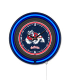 Fresno State University Black Case Neon Clock
