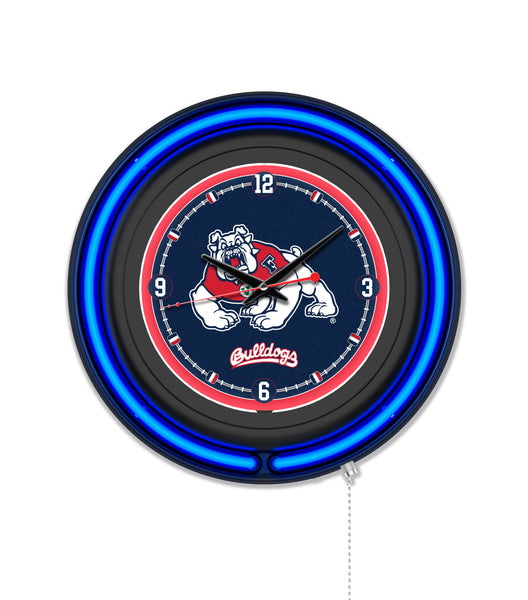Fresno State University Black Case Neon Clock