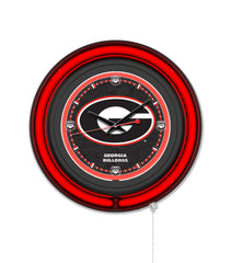 University of Georgia (G) Black Case Neon Clock