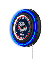 Gonzaga Black Case Neon Clock