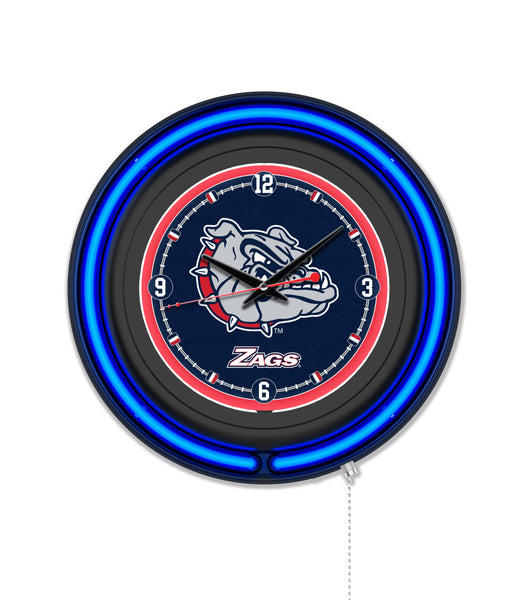 Gonzaga Black Case Neon Clock