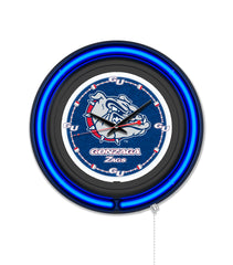 Gonzaga Tech Black Case Neon Clock