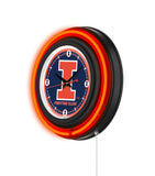 University of Illinois Black Case Neon Clock