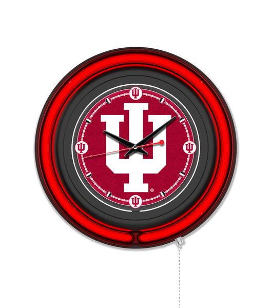 Indiana University Black Case Neon Clock