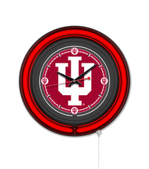 Indiana University Black Case Neon Clock