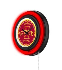 Iowa State University Black Case Neon Clock