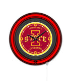 Iowa State University Black Case Neon Clock