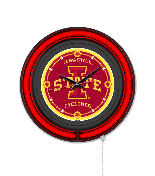 Iowa State University Black Case Neon Clock