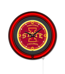 Iowa State University Black Case Neon Clock