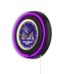 James Madison University Black Case Neon Clock