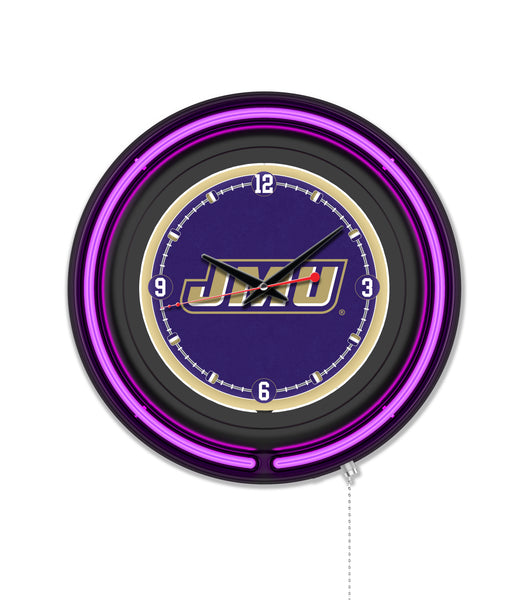 James Madison University Black Case Neon Clock