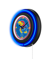 University of Kansas Black Case Neon Clock