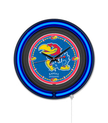 University of Kansas Black Case Neon Clock