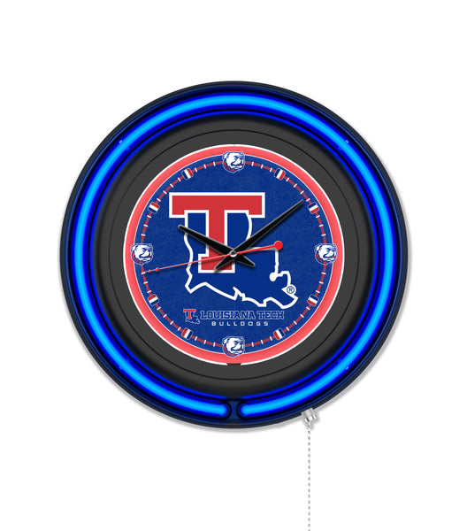 Louisiana Tech University Black Case Neon Clock