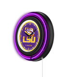 Louisiana State University Black Case Neon Clock