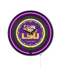 Louisiana State University Black Case Neon Clock