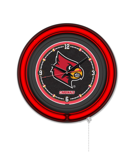 University of Louisville Black Case Neon Clock