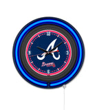 Atlanta Braves Black Case Neon Clock