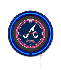 Atlanta Braves Black Case Neon Clock