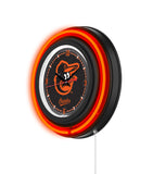 Baltimore Orioles Black Case Neon Clock