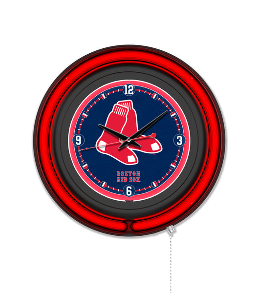 Boston Red Sox Black Case Neon Clock