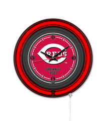 Cincinnati Reds Black Case Neon Clock