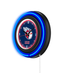 Cleveland Guardians Black Case Neon Clock