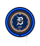 Detroit Tigers Black Case Neon Clock